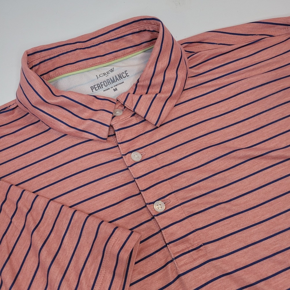 J. Crew Men's‎ Medium Orange Blue Striped Performance Polo